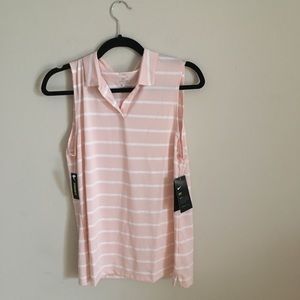 Nike Dri-Fit Pink Striped Collared Tank Top NWT